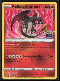 Radiant Charizard 011/078 Pokemon GO Pokemon TCG LP - Image 1