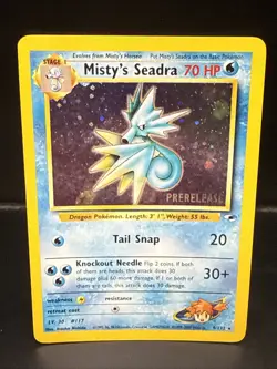 Pokemon TCG Misty's Seadra Holo Rare Gym Heroes Prerelease 9/132 EI - Image 1