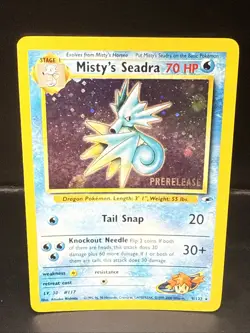 Pokemon TCG Misty's Seadra Holo Rare Gym Heroes Prerelease 9/132 EI - Image 2