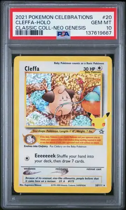 PSA GEM MT 10 - 2021 POKEMON CELEBRATIONS CC NEO GENESIS 20 CLEFFA HOLO - Image 1