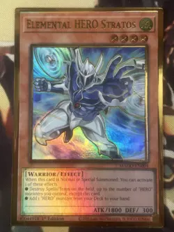 Yugioh: Elemental HERO Stratos - MAGO-EN004 - Premium Gold Rare - 1st Edition NM - Image 1