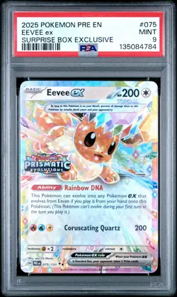 2025 POKEMON PRE EN-PRISMATIC EVOLUTIONS SURPRISE BOX EXCLUSIVE EEVEE EX PSA 9 - Image 1