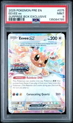 2025 POKEMON PRE EN-PRISMATIC EVOLUTIONS SURPRISE BOX EXCLUSIVE EEVEE EX PSA 9 - Image 1