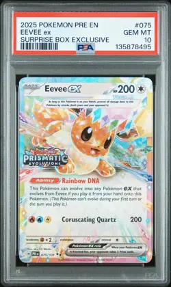 2025 POKEMON PRE EN-PRISMATIC EVOLUTIONS SURPRISE BOX EXCLUSIVE EEVEE EX PSA 10 - Image 1
