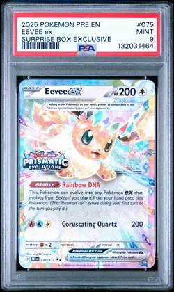 2025 POKEMON PRE EN-PRISMATIC EVOLUTIONS SURPRISE BOX EXCLUSIVE EEVEE EX PSA 9 - Image 1