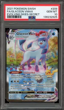 Pokemon Glaceon VMAX Evolving Skies Secret Rare Full Alt Art #209 PSA 10 - Image 1