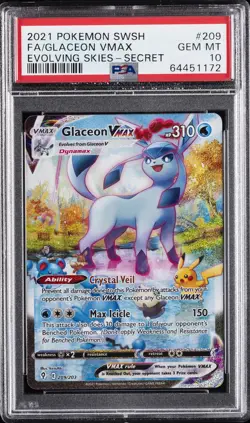 2021 POKEMON SWORD & SHIELD EVOLVING SKIES SECRET FULL ART/GLACEON VMAX PSA 10 - Image 1