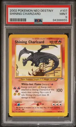 2002 Pokemon Neo Destiny Shining Charizard 107/105 PSA Mint 9 - Image 1