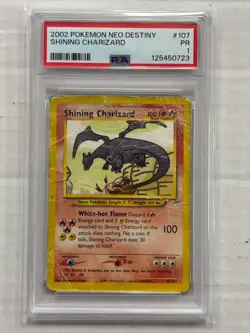 2002 POKEMON NEO DESTINY SHINING CHARIZARD #107/105 PSA 1 PR - Image 1