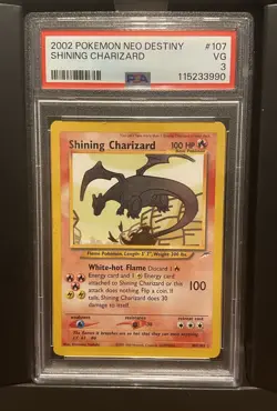 Pokemon 2002 TCG Shining Charizard Neo Destiny Unlimited 107/105 PSA 3 - Image 1