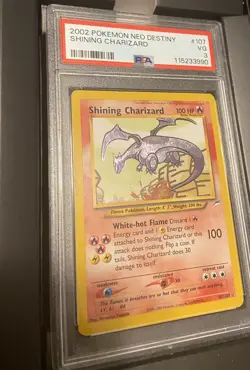 Pokemon 2002 TCG Shining Charizard Neo Destiny Unlimited 107/105 PSA 3 - Image 3