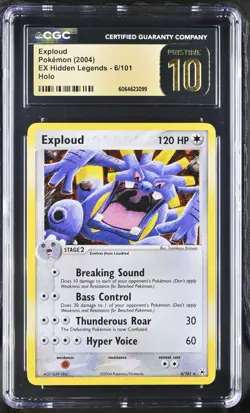 CGC 10 PRISTINE Exploud 2004 EX Hidden Legends 6/101 Holo Pokemon Card - Image 1