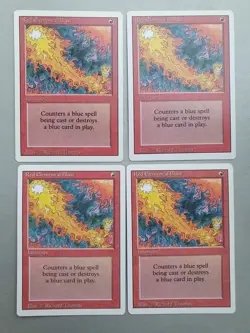 Red Elemental Blast x4 PLAYSET, MTG Revised /3rd Ed(1994) Common Red Instant NM - Image 1