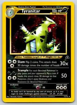 Tyranitar (12) Holo Rare Neo Discovery 12/75 Pokemon Card LP - Image 1