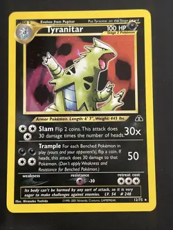 Pokemon TCG Tyranitar Neo Discovery Holo Card 12/75 Unlimited Rare LP Condition - Image 1