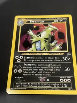 Pokemon TCG Tyranitar Neo Discovery Holo Card 12/75 Unlimited Rare LP Condition - Image 2