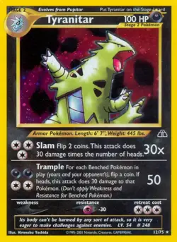 Tyranitar - 12/75 - Pokemon Neo Discovery Unlimited Holo Rare Card WOTC LP - Image 1