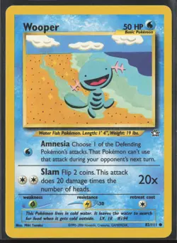 Wooper Common Neo Genesis 082/111 HP Pokemon Card - Image 1