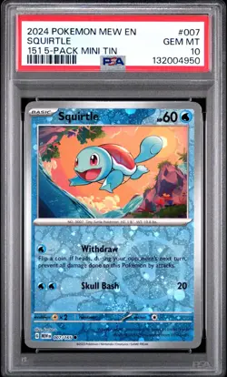 PSA 10 Squirtle Cosmos Holo 007/165 Promo 151 5-Pack Mini Tins Pokemon Card - Image 1