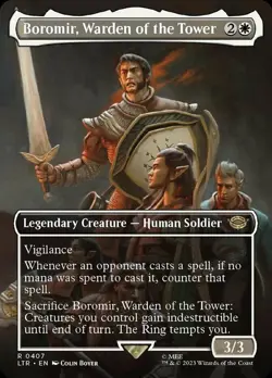 1x Boromir, Warden of the Tower - Foil - Borderless Light Play MTG Magic - Kid I - Image 1