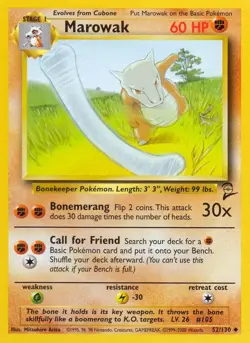 Marowak 052/130 - Base Set 2 - WOTC - Uncommon - Pokemon TCG - LP - Image 1