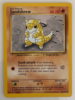 Sandshrew 62/102 Base Set Unlimited Pokemon TCG 1999 LP / $1 flat rate shipping - Image 1