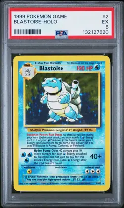 1999 Pokemon Blastoise 2/102 Holo Rare Base Set Unlimited Vintage PSA 5 EX - Image 1