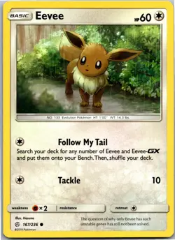 Eevee - - SM - Cosmic Eclipse 167/236 - Common - NM Pokemon TCG - Image 1
