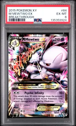 2015 POKEMON XY BREAKTHROUGH #64 M MEWTWO EX PSA 6 - Image 1