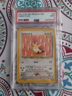 PSA 9 Pokemon 2001 1st Edition Neo Revelation Farfetch'd Common #43 Vintage - Image 1