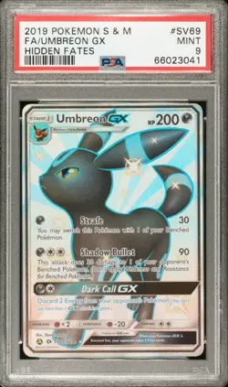Umbreon GX SV69/SV94 2019 Hidden Fates: Shiny Vault Holo PSA 9 Pokemon card - Image 1