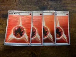 4x Fire Energy 018 Holo Black Flare White Bolt Pokemon TCG Playset NM - Image 1