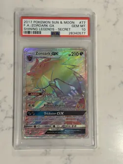 PSA 10 Pokemon 2017 Sun & Moon Shining Legends Full Art Zoroark GX Secret - Image 1