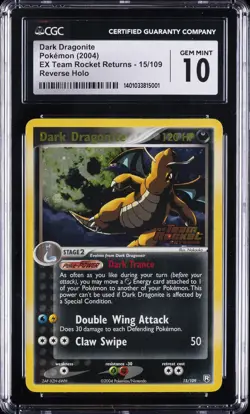 2004 POKEMON EX TEAM ROCKET RETURNS REVERSE HOLO DARK DRAGONITE CGC 10 GEM MINT - Image 1