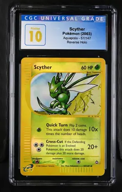 CGC PRISTINE 10 2003 Pokemon (WOTC) Aquapolis Scyther-Reverse Foil #57 (POP 2) - Image 1