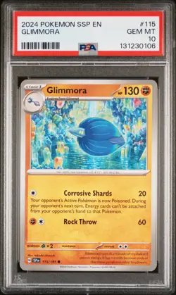 2024 POKEMON SSP EN-SURGING SPARKS #115 GLIMMORA PSA 10 - Image 1