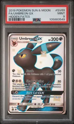 2019 Pokemon Sun & Moon Hidden Fates Shiny Umbreon GX #SV69 PSA 9 MINT - Image 2