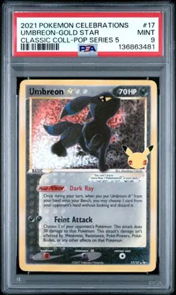 2021 Pokemon Celebrations Umbreon Gold Star Classic Col- Pop Series 5 PSA 9 - Image 2