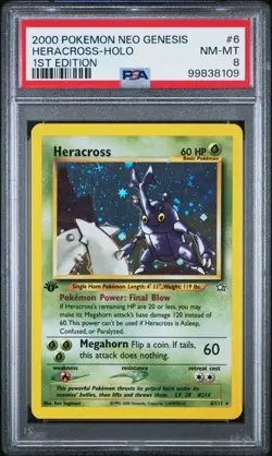 2000 POKEMON NEO GENESIS 1ST ED #6 HERACROSS-HOLO PSA 8 - Image 2