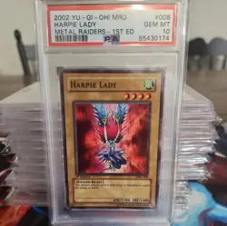 2002 YU-GI-OH! METAL RAIDERS MRD-008 HARPIE LADY - 1st Edition - PSA 10 - Image 1
