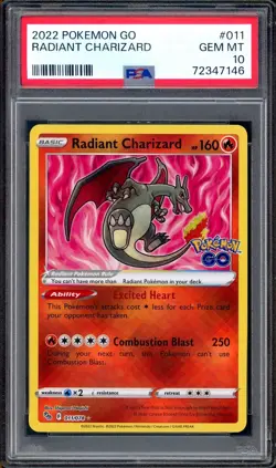 PSA 10 Radiant Charizard 011/078 Pokemon GO SWSH Shiny Shining Pokemon 2022 - Image 1