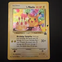 Pikachu Birthday 25th Celebrations Holo Black Star Promo 24 Pokemon TCG Card - Image 1