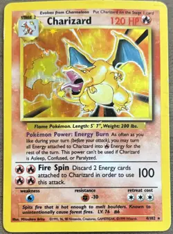 Pokemon TCG 1999 Charizard Base Set 4/102 Holo Rare 120 HP Card Solid Condition - Image 1