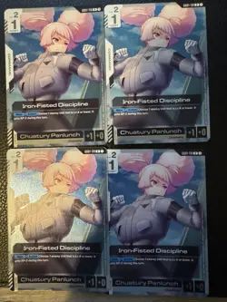 GD01-119 Iron Fisted Discipline Gundam Card Game Newtype Rising Rare x4 Playset - Image 1
