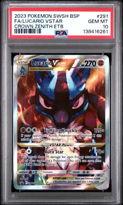 2023 POKEMON SWSH BLACK STAR PROMO #291 FULL ART/LUCARIO VSTAR PSA 10 - Image 1