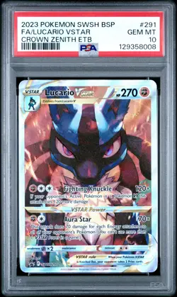 2023 POKEMON SWSH BLACK STAR PROMO #291 FULL ART/LUCARIO VSTAR PSA 10 - Image 1