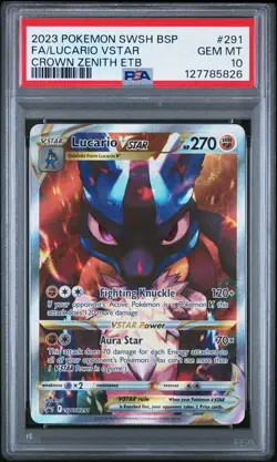 2023 POKEMON SWSH BLACK STAR PROMO #291 FULL ART/LUCARIO VSTAR PSA 10 - Image 1