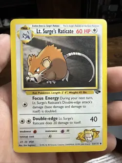 Pokemon Lt. Surge's Raticate Gym Heroes 53/132 PLUS Rattata 82/132 + 85/132 - Image 2