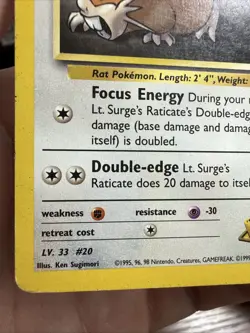 Pokemon Lt. Surge's Raticate Gym Heroes 53/132 PLUS Rattata 82/132 + 85/132 - Image 3