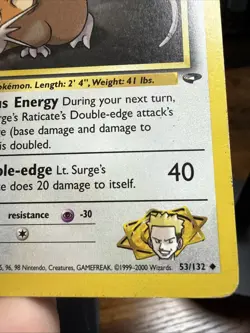 Pokemon Lt. Surge's Raticate Gym Heroes 53/132 PLUS Rattata 82/132 + 85/132 - Image 4
